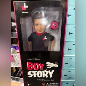 Boy Story Doll - Black and Pink 18” doll